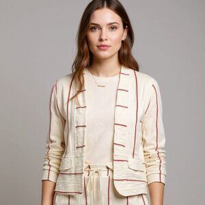 Dolan Anthro Left Coast Santa Fe Striped Neutral Boucle Knit Open Jacket Top
